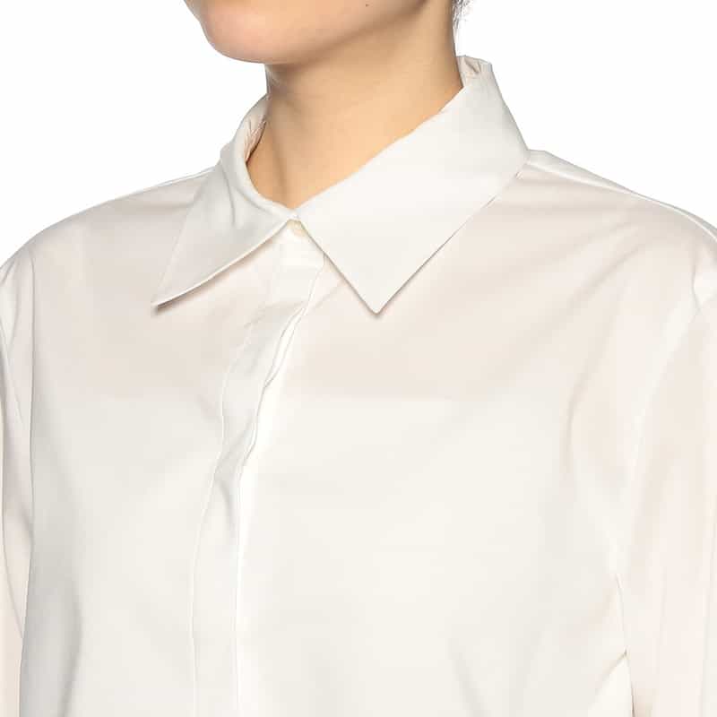 BARNEYS NEW YORK ウォッシャブル ショート丈レギュラーシャツ WHITE