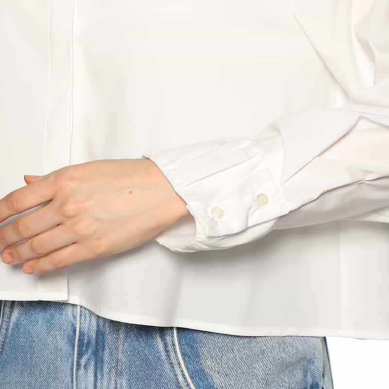 BARNEYS NEW YORK ウォッシャブル ショート丈レギュラーシャツ WHITE