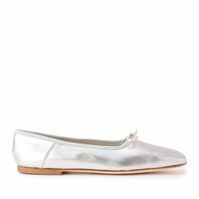 BARNEYS NEW YORK スクエアバレエシューズ SILVER