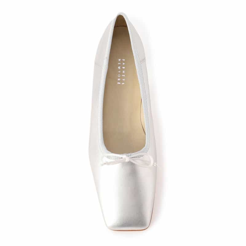BARNEYS NEW YORK スクエアバレエシューズ SILVER