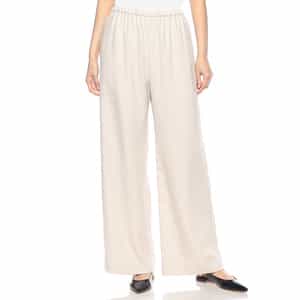 ウォッシャブル リネンライクドローストリング付きワイドパンツ