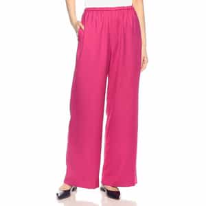 ウォッシャブル リネンライクドローストリング付きワイドパンツ