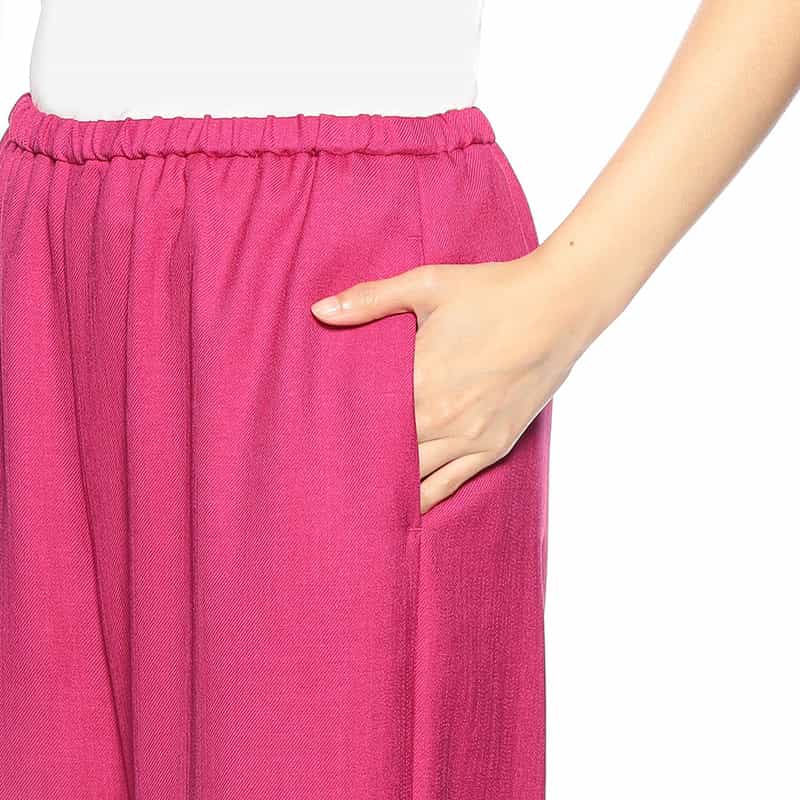 BARNEYS NEW YORK ウォッシャブル リネンライクドローストリング付きワイドパンツ PINK