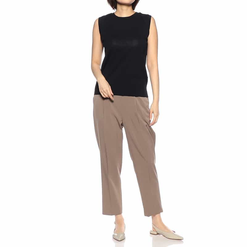 BARNEYS NEW YORK ウォッシャブル 機能素材テーパードパンツ BROWN