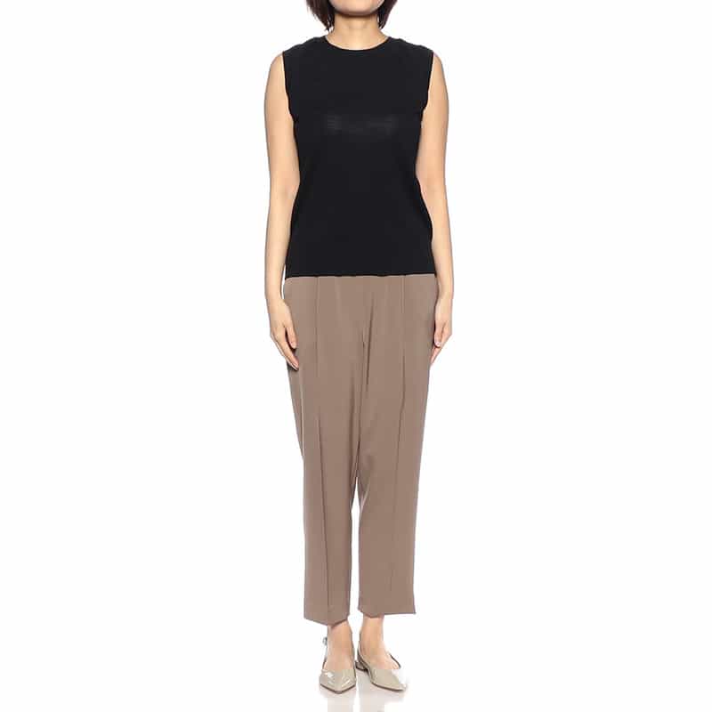 BARNEYS NEW YORK ウォッシャブル 機能素材テーパードパンツ BROWN