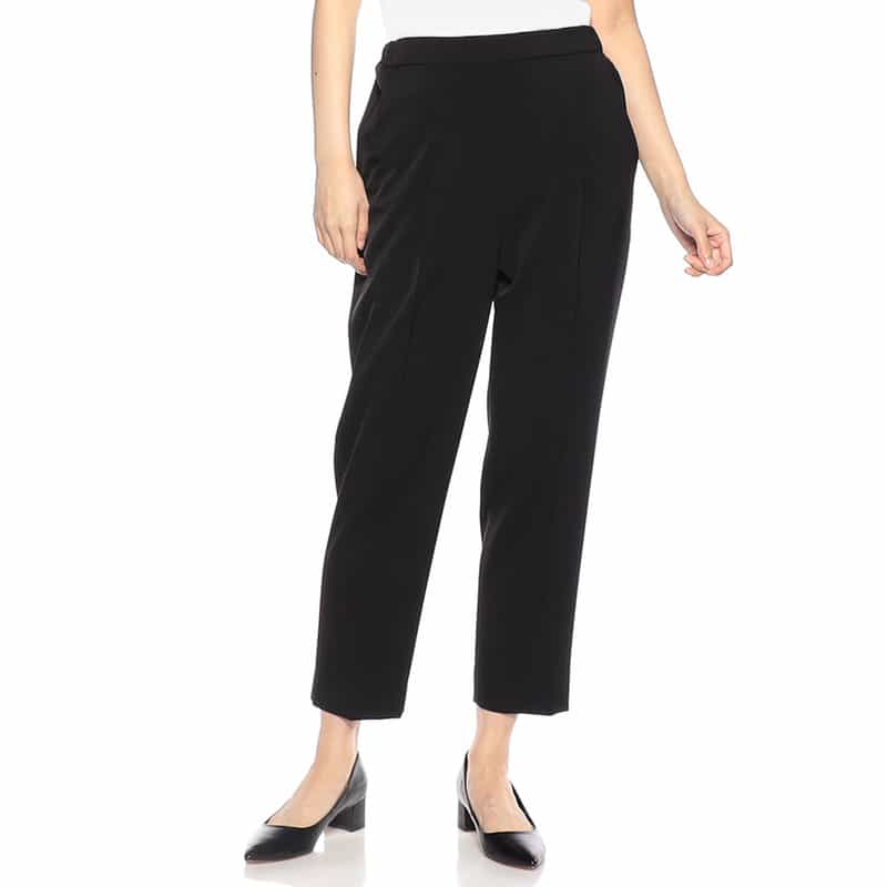 BARNEYS NEW YORK ウォッシャブル 機能素材テーパードパンツ BLACK
