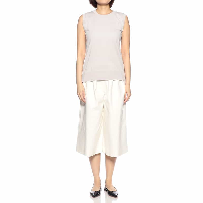 BARNEYS NEW YORK ウォッシャブル タックガウチョパンツ WHITE