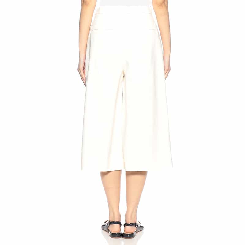 BARNEYS NEW YORK ウォッシャブル タックガウチョパンツ WHITE