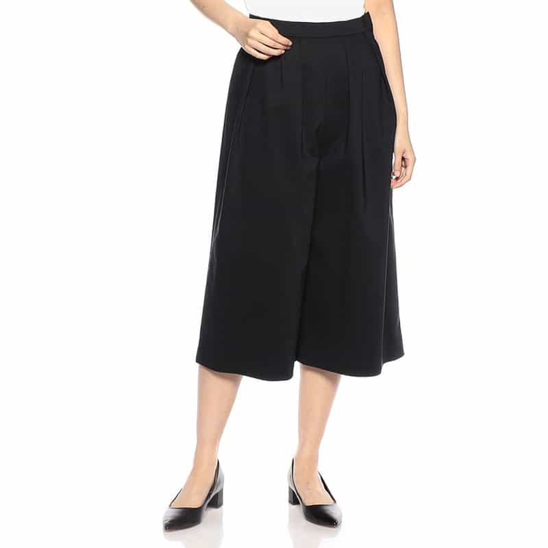 BARNEYS NEW YORK ウォッシャブル タックガウチョパンツ BLACK