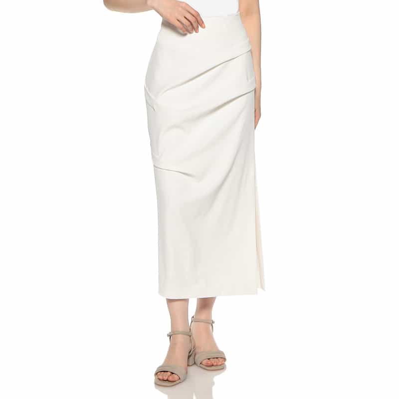 BARNEYS NEW YORK セットアップ ウォッシャブル ドレープデザインタイトスカート WHITE