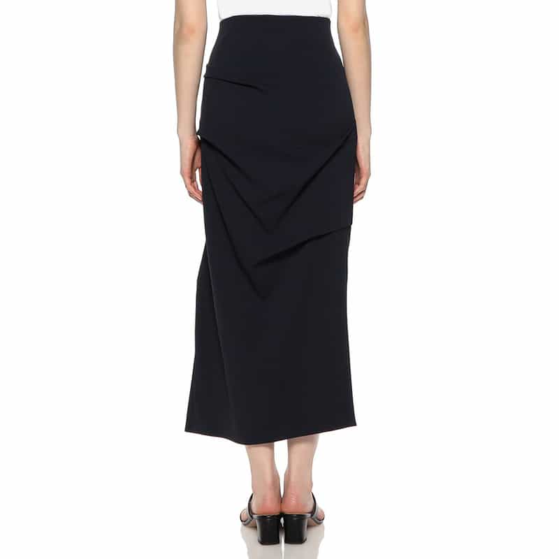 BARNEYS NEW YORK セットアップ ウォッシャブル ドレープデザインタイトスカート NAVY