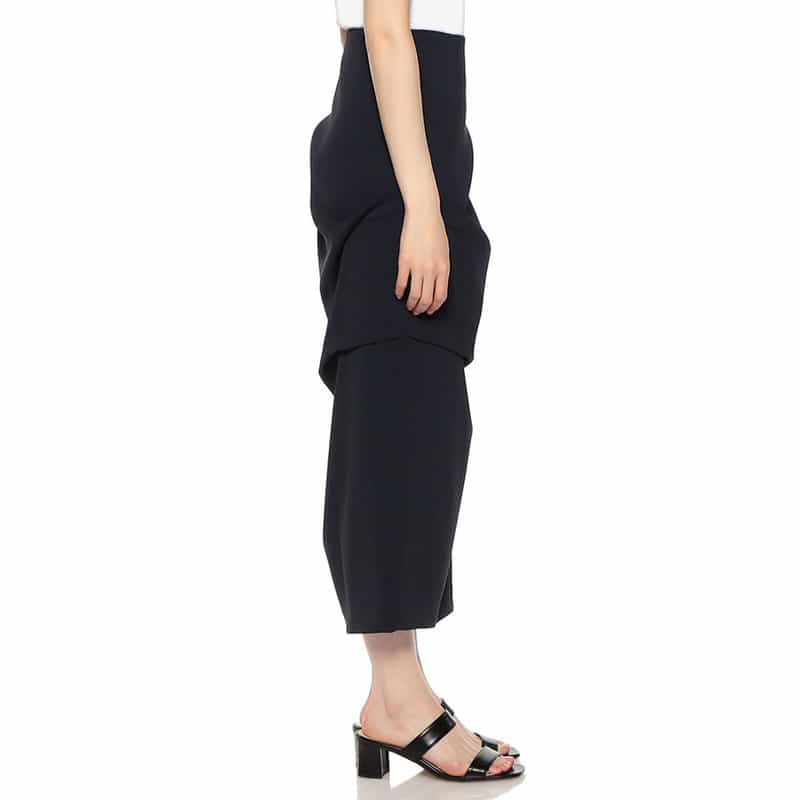 BARNEYS NEW YORK セットアップ ウォッシャブル ドレープデザインタイトスカート NAVY