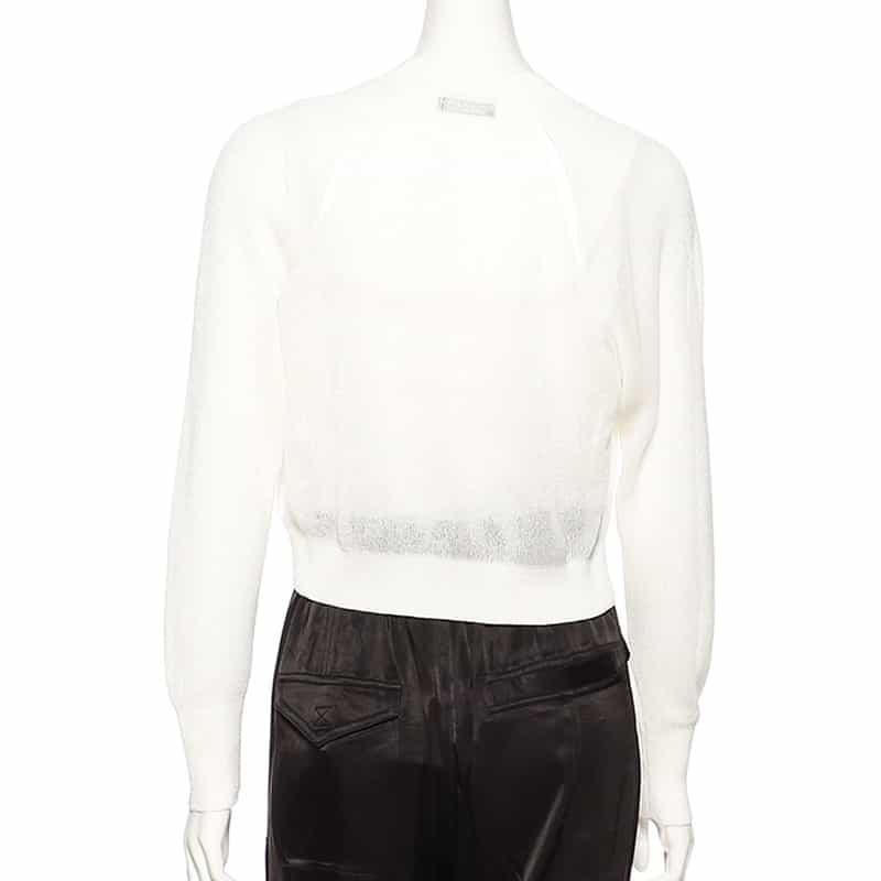 BARNEYS NEW YORK ウォッシャブル クロップドシアーニットプルオーバー WHITE