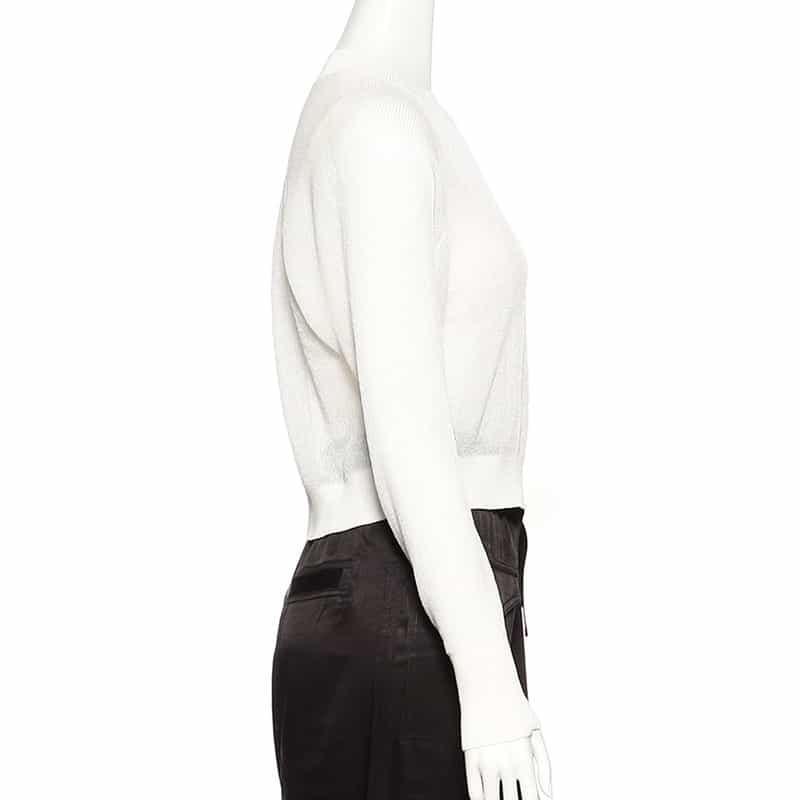 BARNEYS NEW YORK ウォッシャブル クロップドシアーニットプルオーバー WHITE