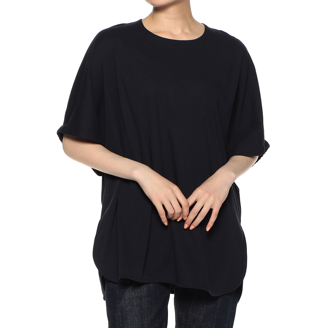 ウォッシャブル バックギャザーデザイン オーバーTシャツ