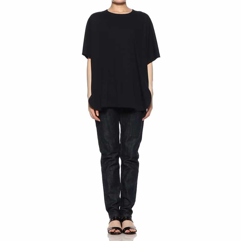 BARNEYS NEW YORK ウォッシャブル バックギャザーデザイン オーバーTシャツ NAVY