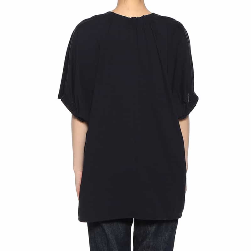 BARNEYS NEW YORK ウォッシャブル バックギャザーデザイン オーバーTシャツ NAVY