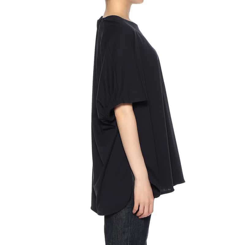 BARNEYS NEW YORK ウォッシャブル バックギャザーデザイン オーバーTシャツ NAVY