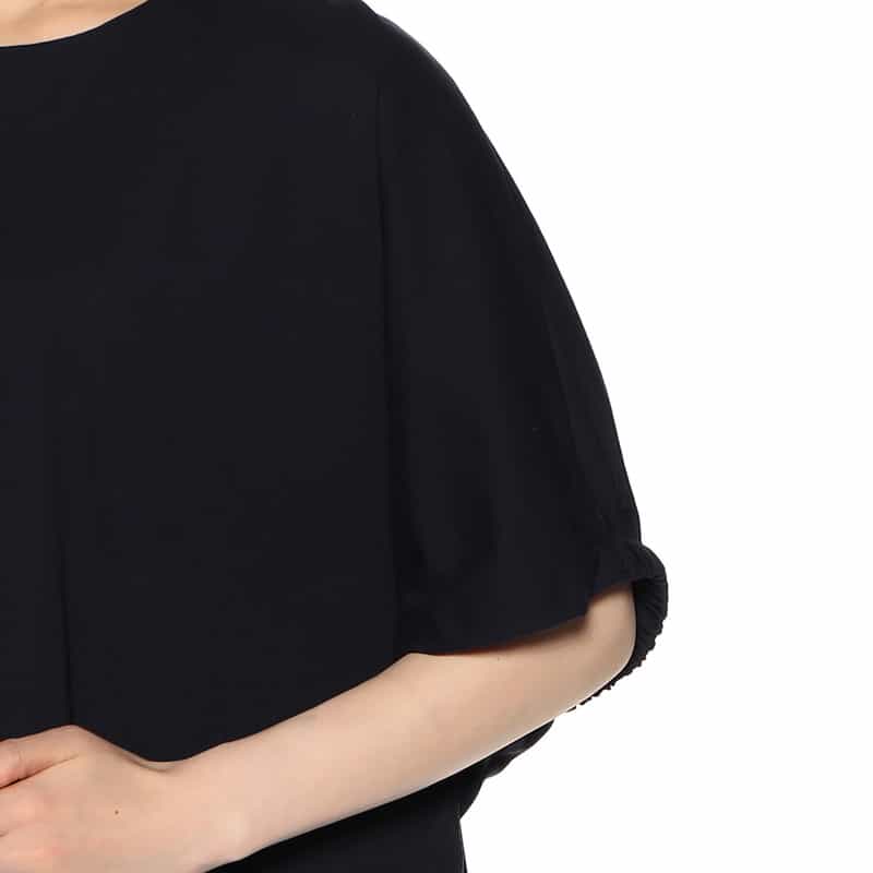 BARNEYS NEW YORK ウォッシャブル バックギャザーデザイン オーバーTシャツ NAVY