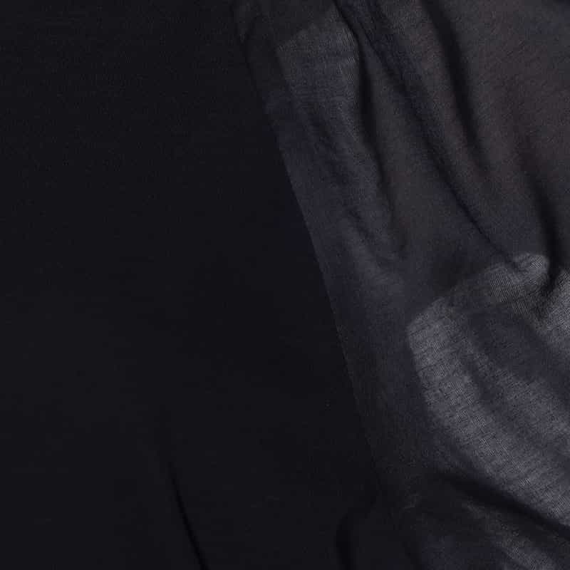 BARNEYS NEW YORK ウォッシャブル  異素材コンビネーション リボン付きボリュームスリーブカットソー NAVY