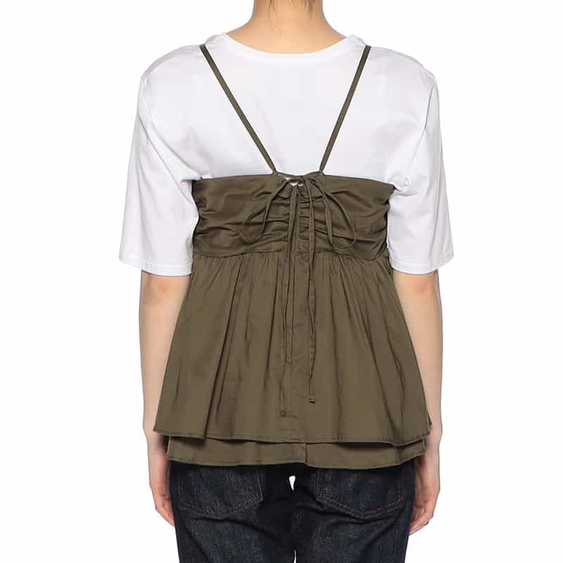 BARNEYS NEW YORK ウォッシャブル ギャザーキャミソール KHAKI