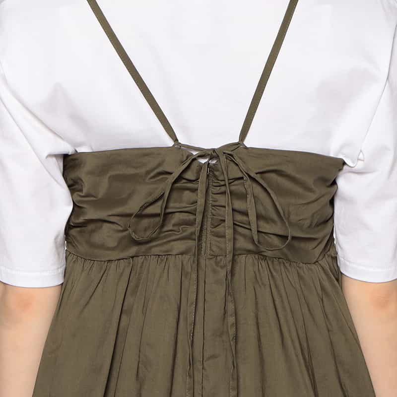 BARNEYS NEW YORK ウォッシャブル ギャザーキャミソール KHAKI