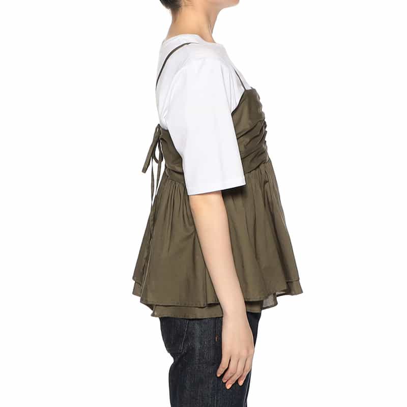 BARNEYS NEW YORK ウォッシャブル ギャザーキャミソール KHAKI