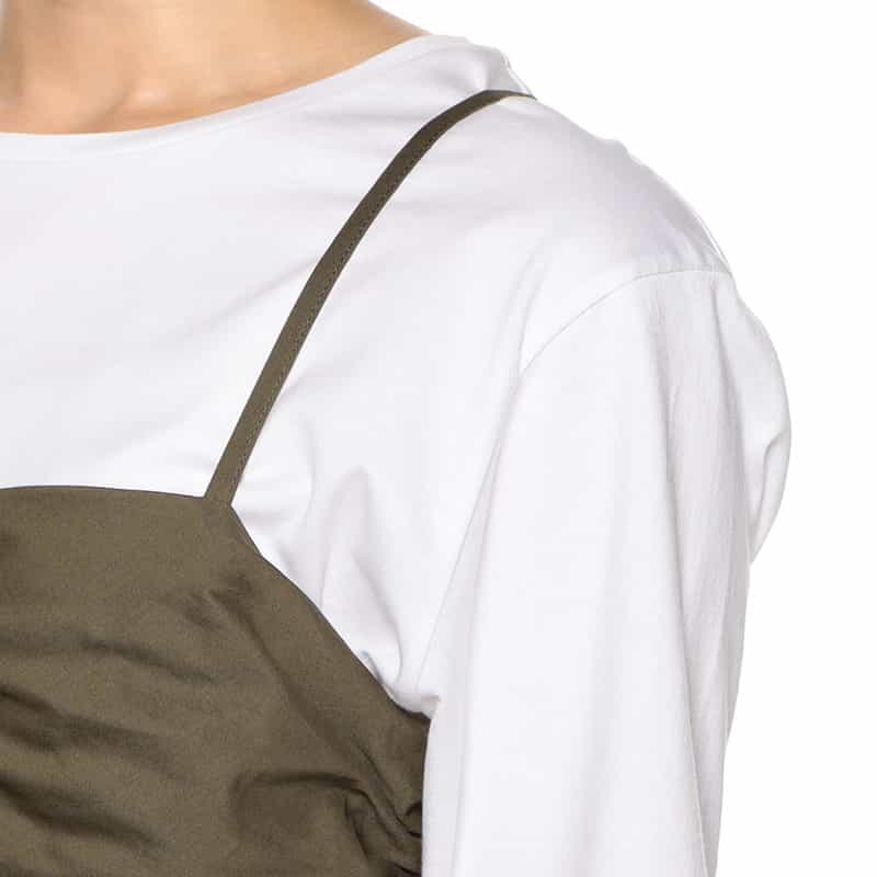 BARNEYS NEW YORK ウォッシャブル ギャザーキャミソール KHAKI