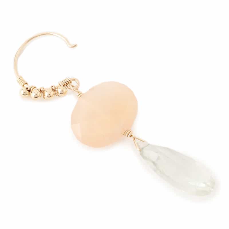 LA SOEUR LA SOEUR＜ラ スール＞ピアス （ピーチムーンストーン×グリーンアメシスト） NONE