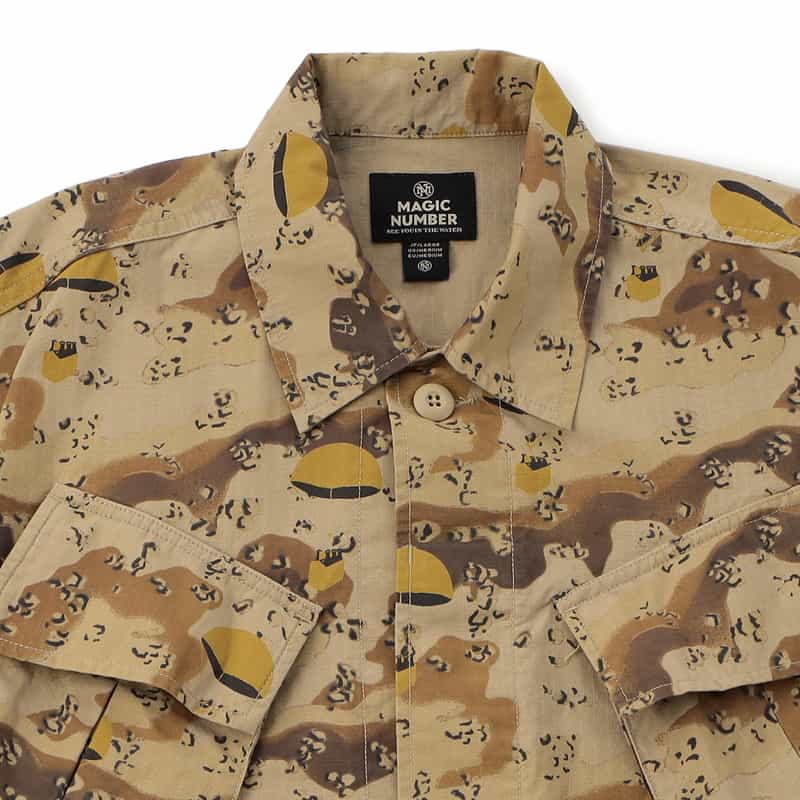 MAGIC NUMBER MAGIC NUMBER X BEDWIN & THE HEARTBREAKERS バーニーズ　ニューヨーク限定カモフラージュ柄ミリタリーシャツ YELLOW