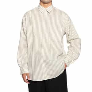 ウール素材ストライプ柄シャツ