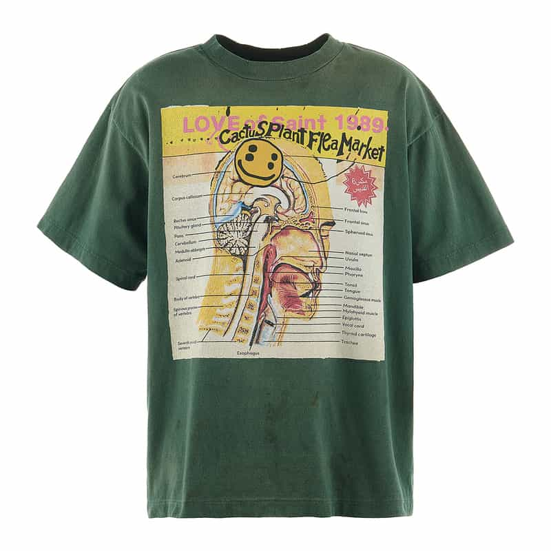 SAINT MXXXXXX ヴィンテージ加工プリントTシャツ GREEN