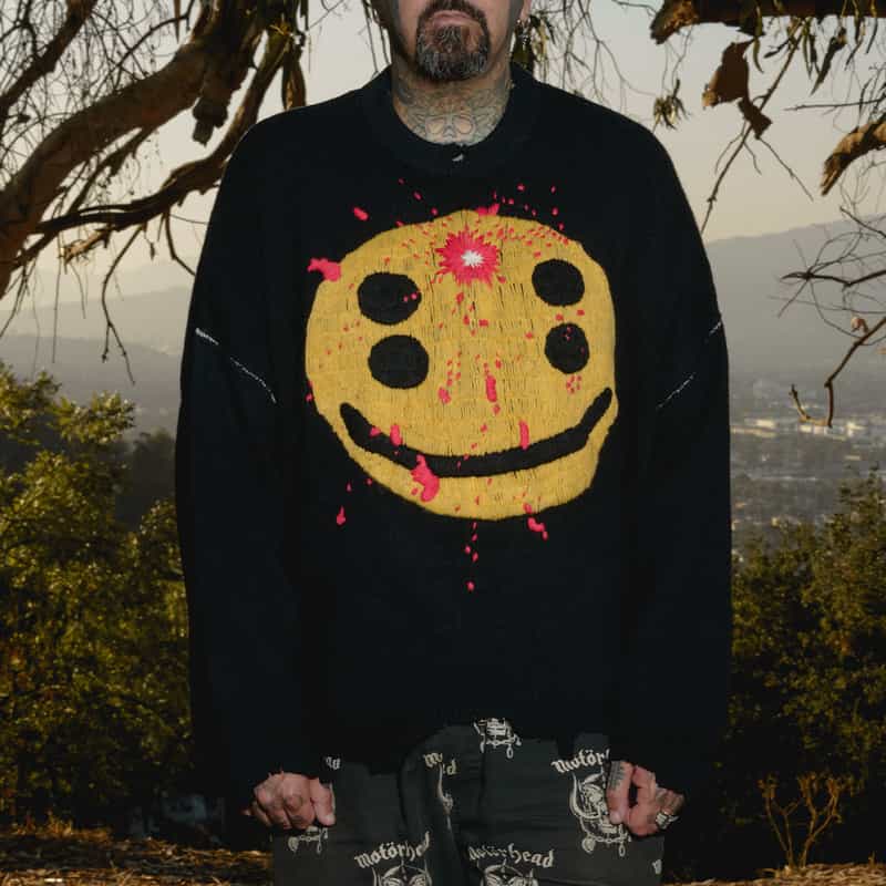 SAINT MXXXXXX SAINT MXXXXXX＜セント マイケル＞ヴィンテージ加工クルーネックニットプルオーバー BLACK