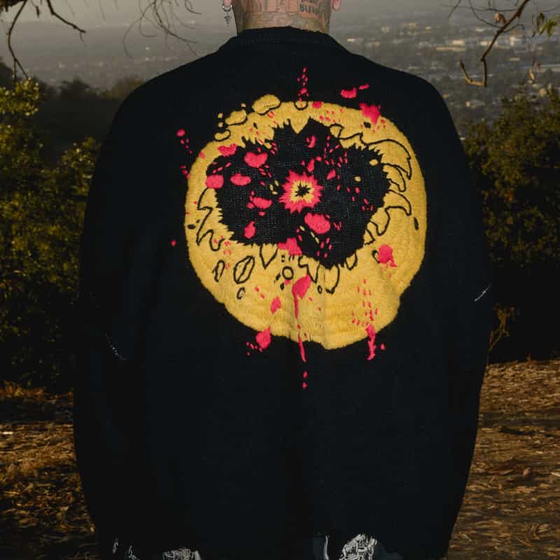 SAINT MXXXXXX SAINT MXXXXXX＜セント マイケル＞ヴィンテージ加工クルーネックニットプルオーバー BLACK