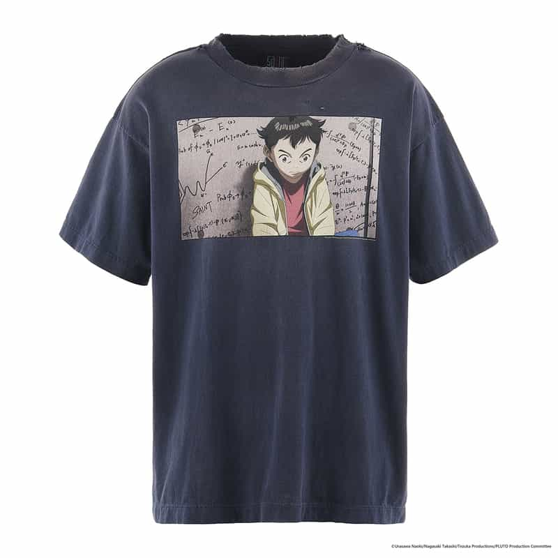 SAINT MXXXXXX ヴィンテージ加工プリントTシャツ NAVY