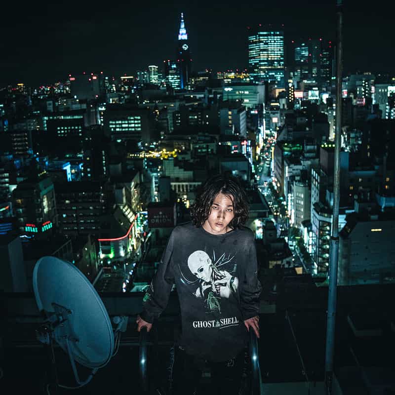 SAINT MXXXXXX SAINT MXXXXXX<セント マイケル>ヴィンテージ加工プリントロングスリーブTシャツ BLACK