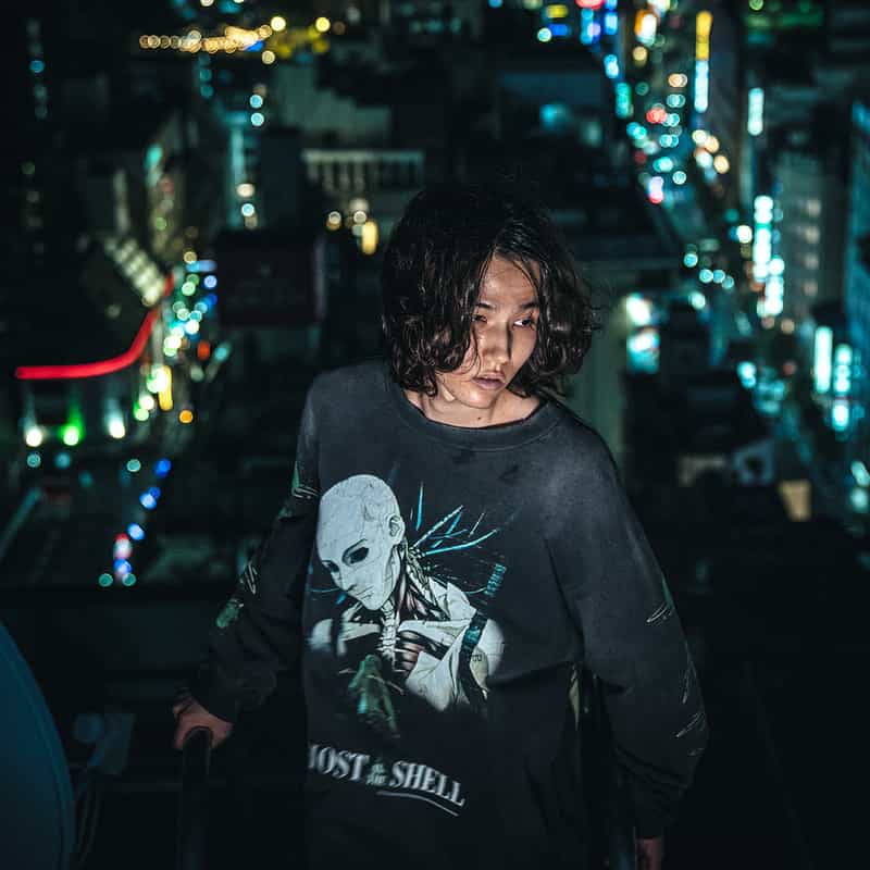 SAINT MXXXXXX SAINT MXXXXXX<セント マイケル>ヴィンテージ加工プリントロングスリーブTシャツ BLACK