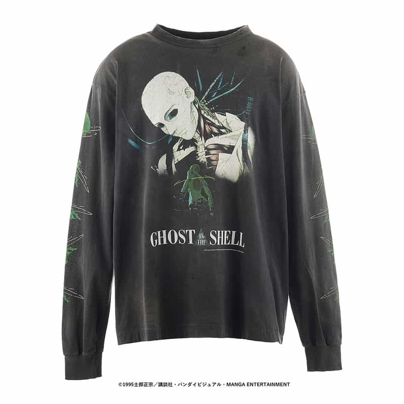 SAINT MXXXXXX SAINT MXXXXXX<セント マイケル>ヴィンテージ加工プリントロングスリーブTシャツ BLACK