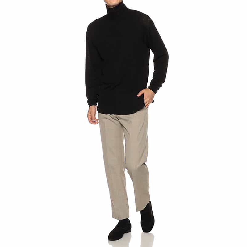 YOKE ウール ハイネックTシャツ BLACK