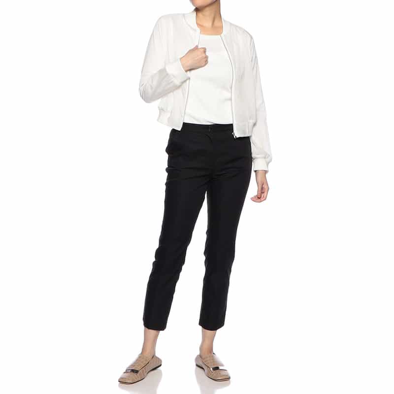 BARNEYS NEW YORK ウォッシャブル シアー ジップアップ ブルゾン WHITE