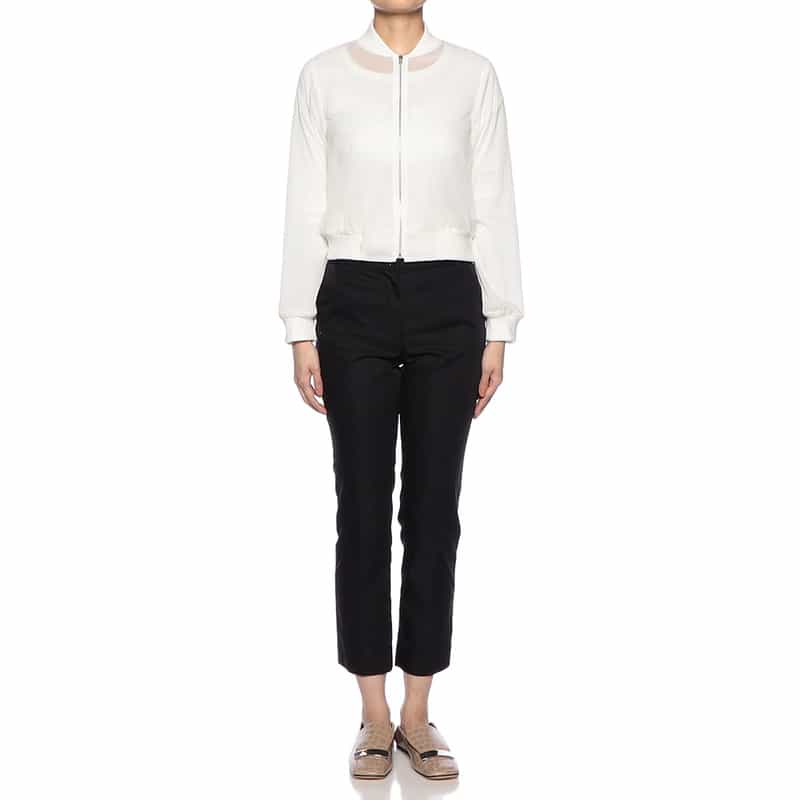 BARNEYS NEW YORK ウォッシャブル シアー ジップアップ ブルゾン WHITE