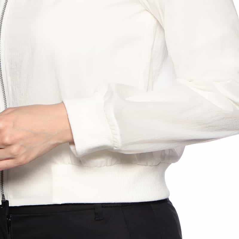 BARNEYS NEW YORK ウォッシャブル シアー ジップアップ ブルゾン WHITE