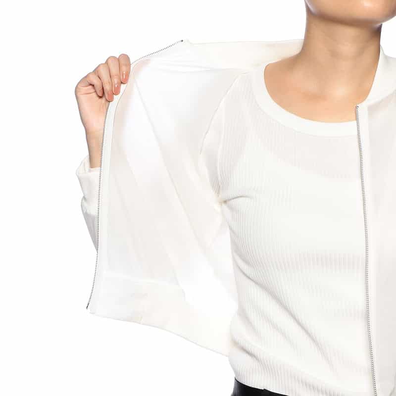 BARNEYS NEW YORK ウォッシャブル シアー ジップアップ ブルゾン WHITE