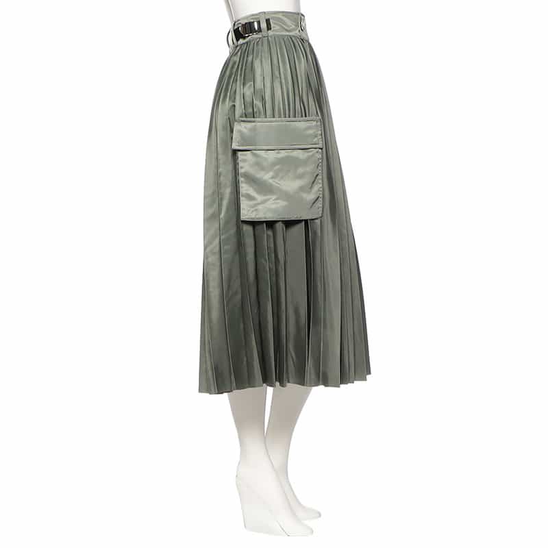 SACAI SACAI＜サカイ＞ナイロンツイル プリーツロングスカート KHAKI