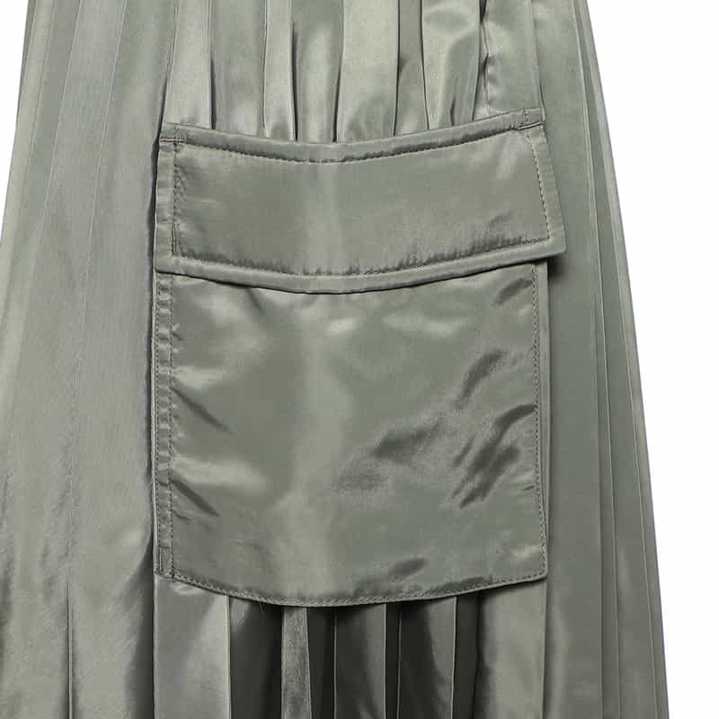 SACAI SACAI＜サカイ＞ナイロンツイル プリーツロングスカート KHAKI