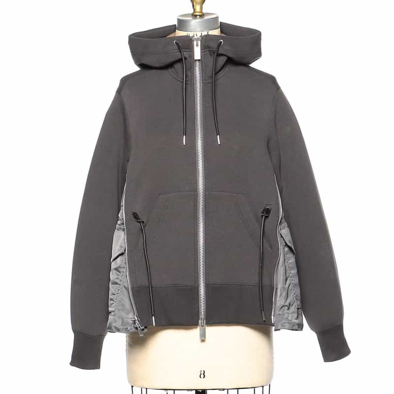 SACAI コンビネーション ジップアップフーディ DARK GRAY