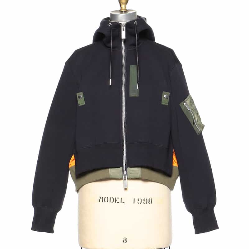 SACAI SACAI＜サカイ＞コンビネーション ジップアップスウェットフーディ NAVY