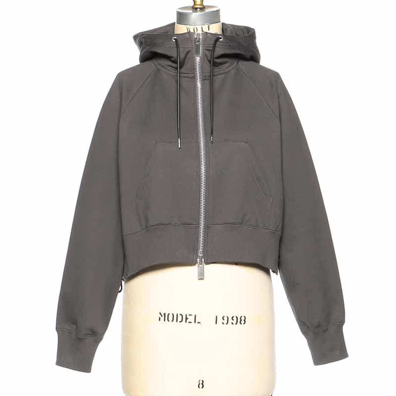 SACAI ジップアップ スエットフーディー DARK GRAY