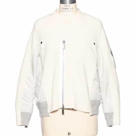 sacai サカイ カーディガン Vネック カシミヤ混 シルク混 異素材 1 SACAI＜サカイ＞コンビネーション ジップアップVネックニット