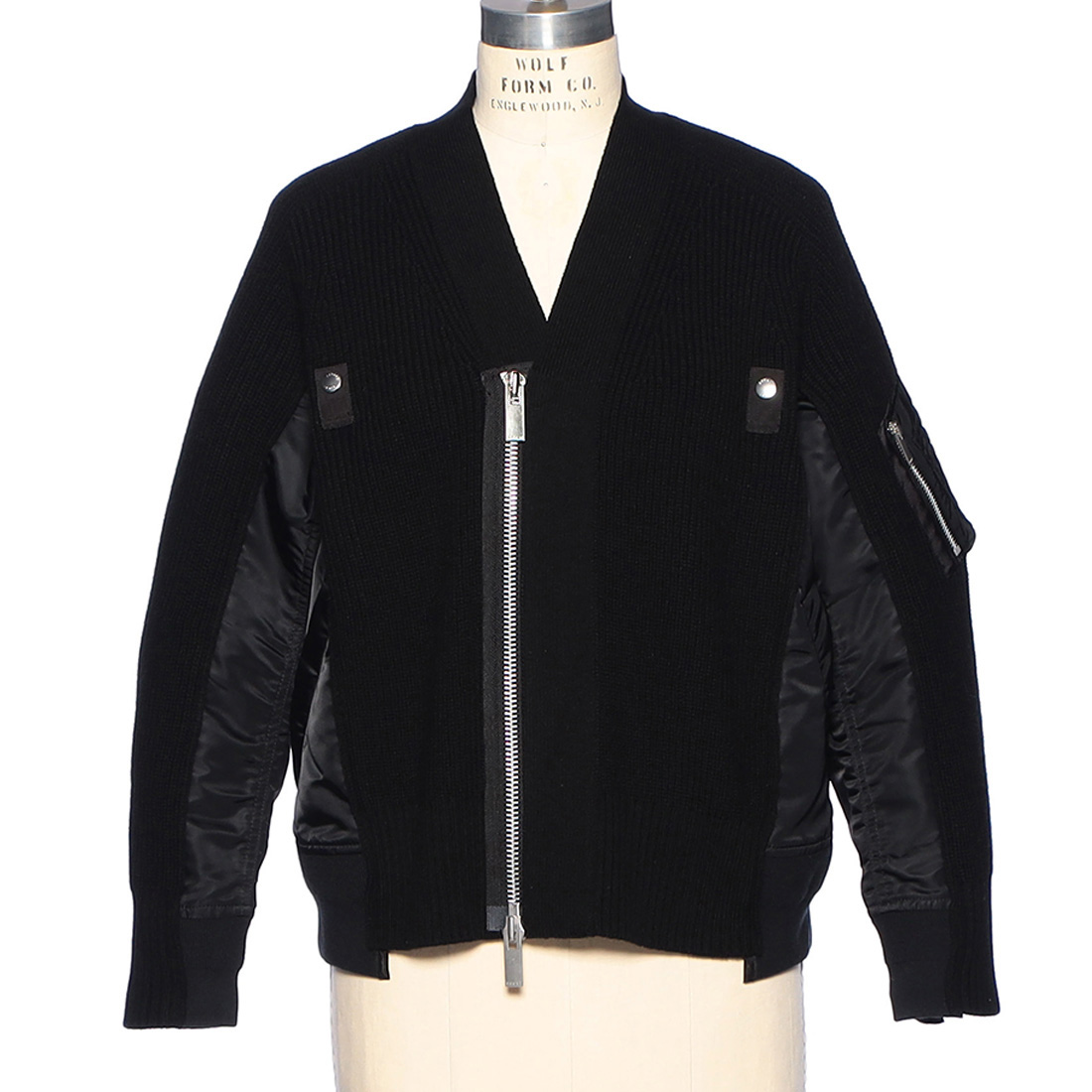 SACAI<サカイ>コンビネーション ジップアップVネックニットカーディガン